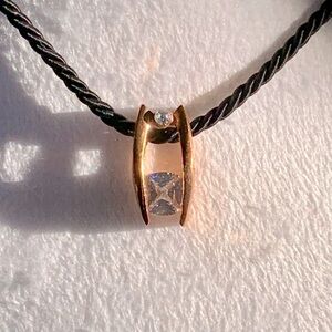 💎 Genuine Cubic Zirconia Gold Tone Pendant Necklace by Cookie Lee